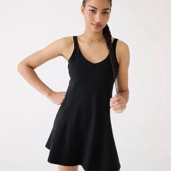 NWT J. Crew CloudStretch Black V-neck Sports / Tennis Dress - Picture 1 of 11